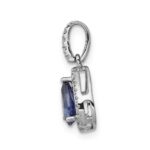 14k White Gold .75 Pear Tanzanite and Diamond Halo Pendant - Image 2