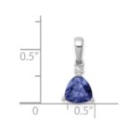 14k White Gold Trillion .90 Tanzanite and Diamond Pendant - Image 4