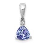 14k White Gold Trillion .72 Tanzanite and Diamond Pendant