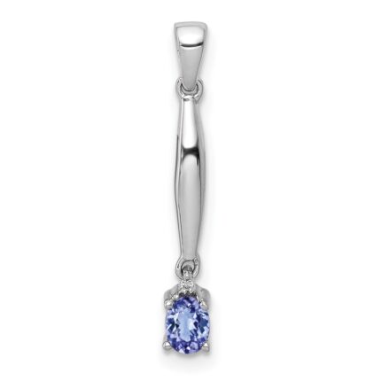 14k White Gold .20 Oval Tanzanite and Diamond Accent Pendant