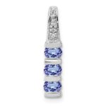 14k White Gold .60 Tanzanite and Diamond 3-Stone Slide Fits up to 2mm Regular/3mm Fancy or Reversible Omega