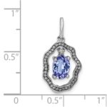 14k White Gold .62 Oval Tanzanite and Diamond Dangle Pendant - Image 4