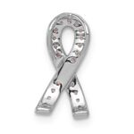14k White Gold Pink Sapphire Awareness Ribbon Pendant - Image 3