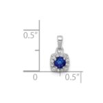 14k White Gold Diamond and .20 Sapphire Square Halo Pendant - Image 4