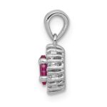 14k White Gold Diamond and .32 Oval Ruby Halo Pendant - Image 2