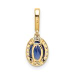 14k Diamond and Oval 1.05 Sapphire Halo Pendant - Image 3