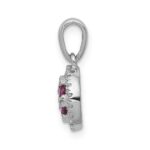 14k White Gold Diamond and .28 Ruby Cluster Halo Pendant - Image 2