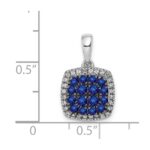 14k White Gold with Black Rhodium Diamond and Sapphire Cluster Square Halo Pendant - Image 4