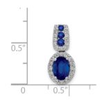 14k White Gold Diamond and 1.30 Oval Sapphire Halo Pendant - Image 4