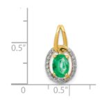 14k Diamond and Oval Emerald Halo Pendant - Image 4