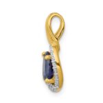 14k Diamond and .85 Oval Sapphire Halo Pendant - Image 2