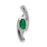14k White Gold Diamond and Oval Emerald Fancy Chain Slide - Image 3