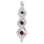 10k White Gold 1/15 carat Lab Grown Diamond VS/SI+ G+ and Lab Created Ruby Twist Chain Slide Pendant