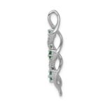 14k White Gold Diamond and Emerald Twisted 3-stone Chain Slide - Image 2