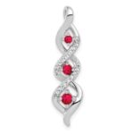 14k White Gold Diamond and .25 Ruby Twisted 3-stone Chain Slide
