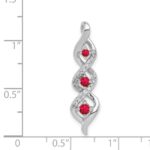 14k White Gold Diamond and .25 Ruby Twisted 3-stone Chain Slide - Image 4