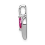 14k White Gold Diamond and .25 Marquise Ruby Chain Slide - Image 2