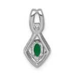 14k White Gold Diamond and Oval Emerald Fancy Pendant - Image 3
