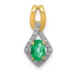 14k Diamond and Oval Emerald Fancy Pendant