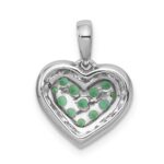 14k White Gold and Black Rhodium Diamond and Pave Emerald Heart Pendant - Image 3