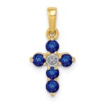 14k Sapphire and Diamond Cross Pendant