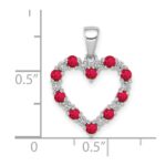 10k White Gold Diamond and .35 Ruby Heart Pendant - Image 2