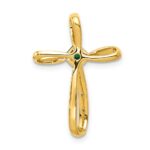 10k w/Rhodium Lab Created Emerald and Diamond Cross Pendant - Image 4