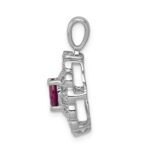 14k White Gold 1/6 carat Diamond and Oval Ruby Fancy Pendant - Image 2