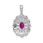 14k White Gold 1/6 carat Lab Grown Diamond VS/SI+ G+ and Lab Created Ruby Pendant - Image 3