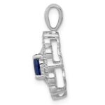 14k White Gold 1/6 carat Diamond and .57 Sapphire Fancy Pendant - Image 2