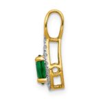 14k 1/10 carat Lab Grown Diamond VS/SI+ G+ and Lab Created Emerald Pendant - Image 2