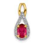 14k Diamond and .50 Oval Ruby Teardrop Halo Pendant