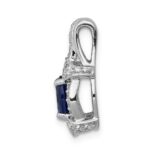 14k White Gold Diamond and Oval Sapphire Fancy Vintage Pendant - Image 2