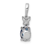 14k White Gold Diamond and .82 Oval Sapphire Pendant - Image 3
