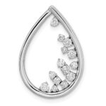 14k White Gold Polished 1/3 carat Diamond Fancy Teardrop Chain Slide