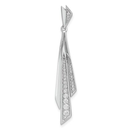14k White Gold 1/4 carat Graduated Diamond Fancy Dangle Pendant