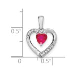 14k White Gold Ruby and Diamond Heart Pendant - Image 3