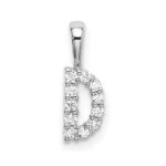 14k White Gold 1/10 carat Lab Grown Diamond VS/SI+ G+ Complete Letter D Initial Pendant