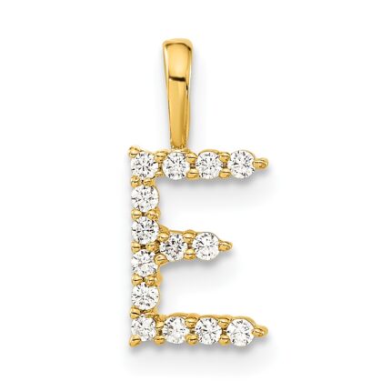 14k 1/8 carat Lab Grown Diamond VS/SI+ G+ Complete Letter E Initial Pendant