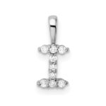 14k White Gold 1/10 carat Lab Grown Diamond VS/SI+ G+ Complete Letter I Initial Pendant