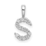 14k White Gold 1/8 carat Lab Grown Diamond VS/SI+ G+ Complete Letter S Initial Pendant