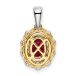 14k Two-Tone 1/2 carat Lab Grown Diamond VS/SI+ G+ and Lab Created Ruby Halo Pendant - Image 3