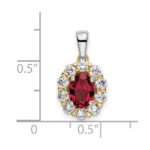 14k Two-Tone 1/2 carat Lab Grown Diamond VS/SI+ G+ and Lab Created Ruby Halo Pendant - Image 4
