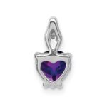 14k White Gold 6mm Heart Amethyst and Diamond Chain Slide - Image 4
