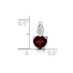 14k White Gold 6mm Heart Garnet and Diamond Chain Slide - Image 3