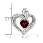 14k White Gold Garnet and Diamond Heart Pendant - Image 3
