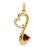 14k Garnet and Diamond Heart Pendant - Image 4