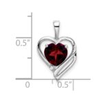 14k White Gold Garnet and Diamond Heart Pendant - Image 3