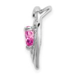 14k White Gold Lab Created Pink Sapphire and Diamond Heart Pendant - Image 2