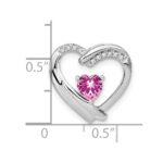 Sterling Silver Rhod-plated Created Pink Sapphire/Diamond Pendant - Image 3